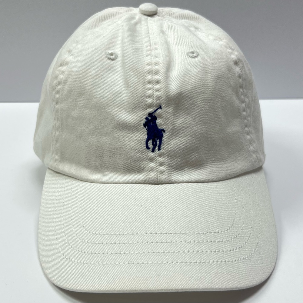 Polo Ralph Lauren White Cap Hat with Navy Pony
